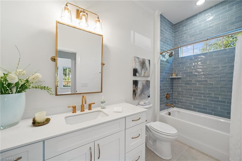 Gorgeous blue tile in the shower - 3667 Grey Oaks Court, Winston-Salem NC 27104, Winston-Salem