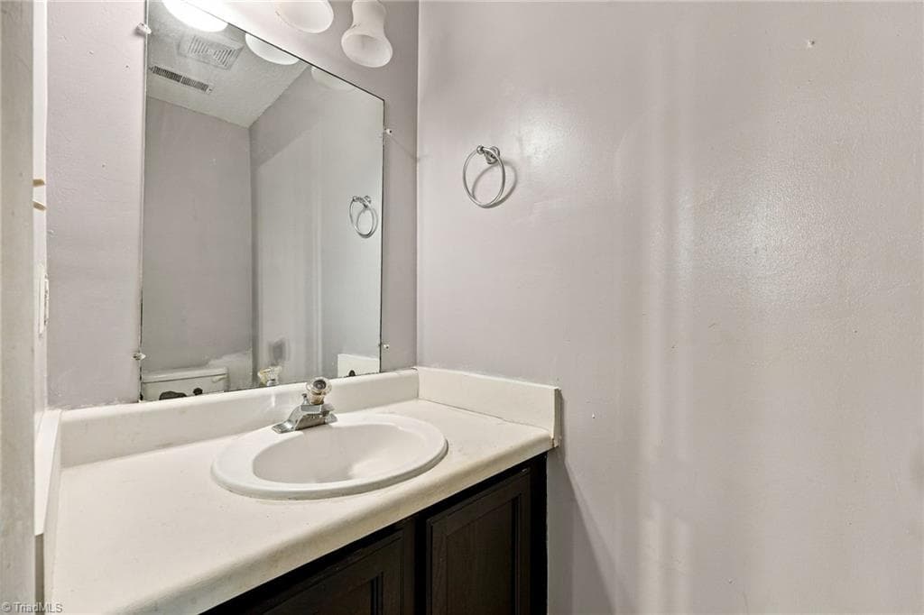 Half bathroom on the main floor located near the kitchen. - 5500 Richland Street # A, Greensboro NC 27409, Greensboro