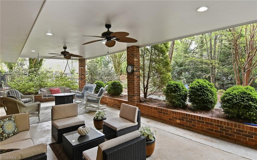 Lower Level covered Patio with lighting and fans - 2862 Robinhood Road, Winston-Salem NC 27106, Winston-Salem