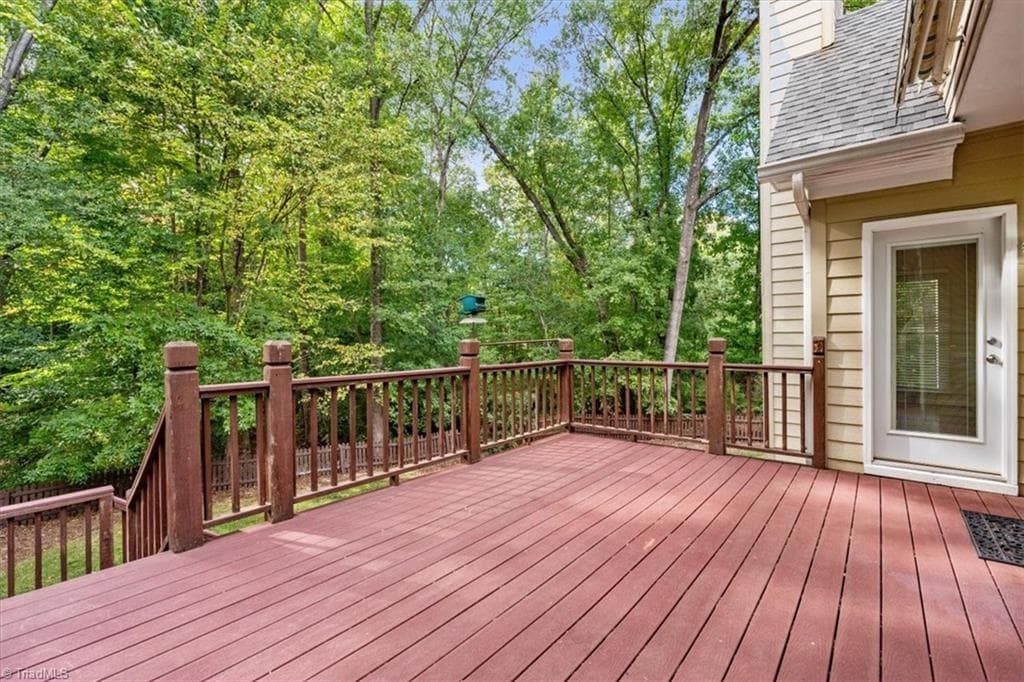 Large back deck overlooking fenced back yard - 6101 Trotter Ridge Road, Summerfield NC 27358, Summerfield