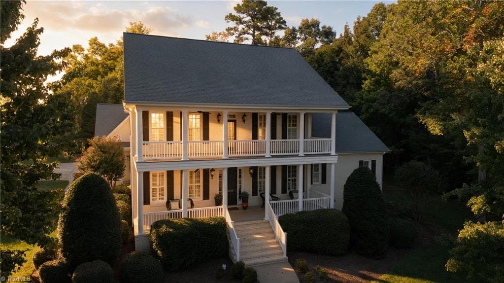 Front Exterior Aerial at Golden Hour - 1018 Lochshire Drive, Burlington NC 27215, Burlington