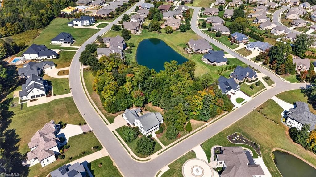 Aerial of Neighborhood and Pond - 1018 Lochshire Drive, Burlington NC 27215, Burlington