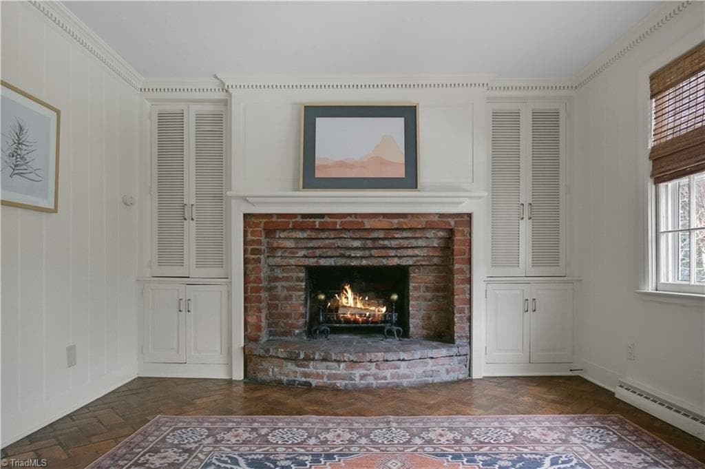 Fireplace and built-in cabinetry storage - 1206 Hill Street, Greensboro NC 27408, Greensboro