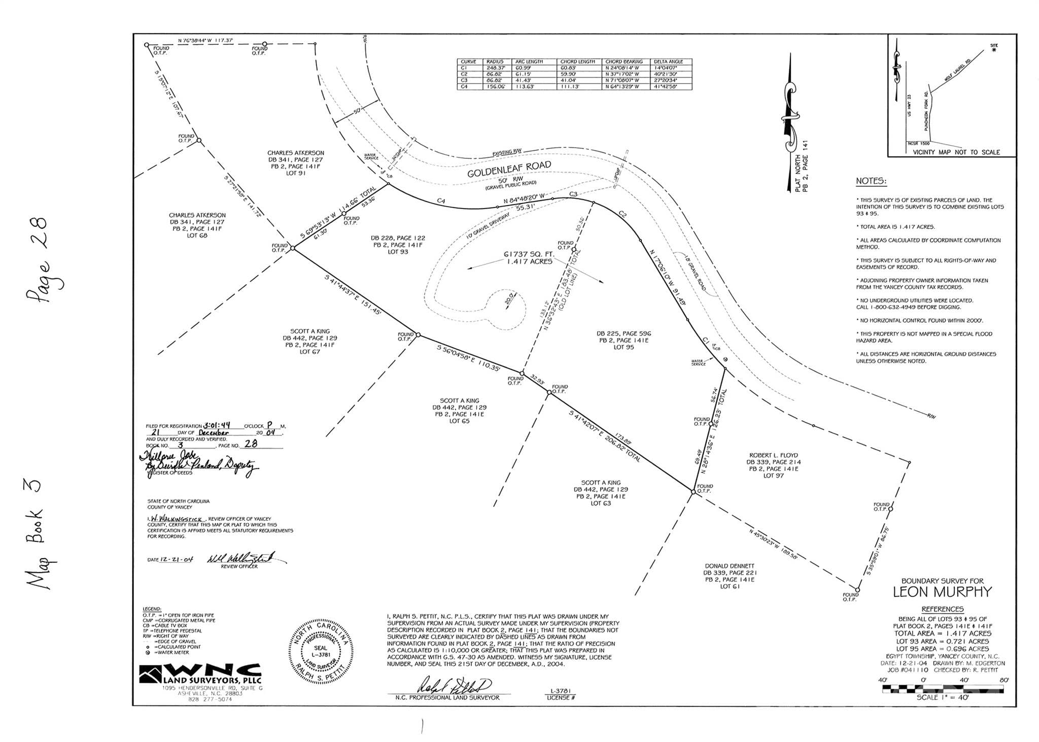 Current Survey with building site graded. - Mars Hill