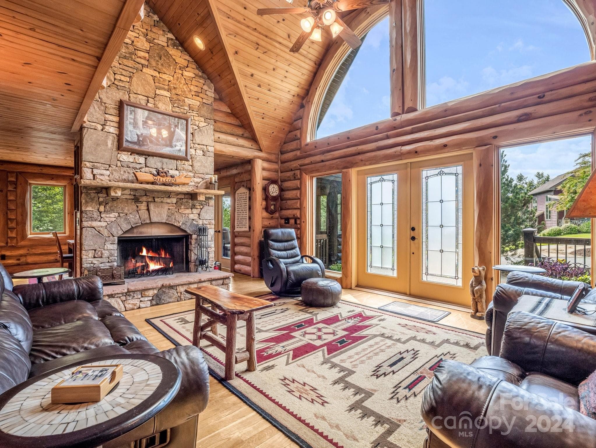 Great Room w stone fireplace - Lake Lure