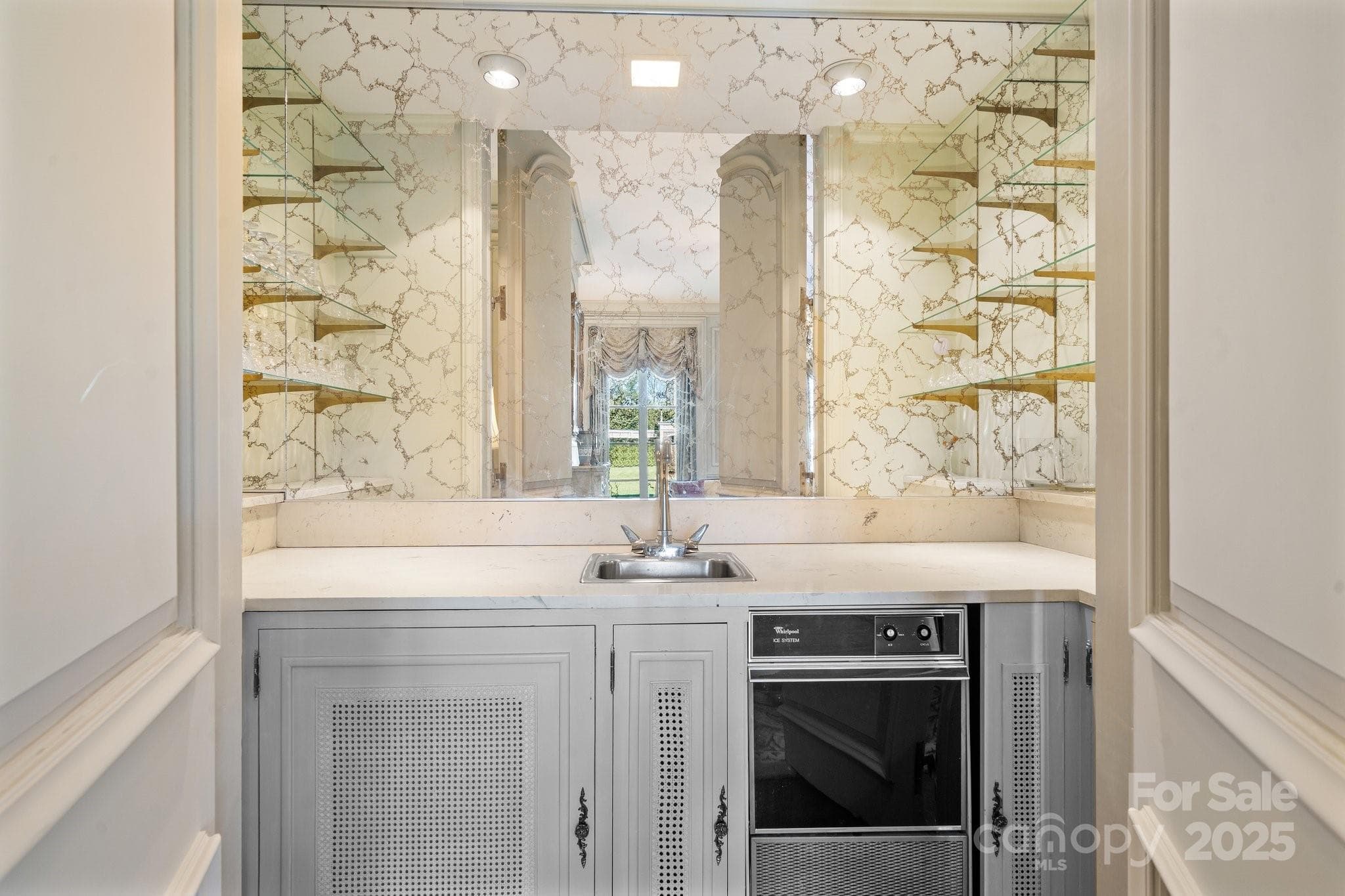 Hidden Wet Bar w/Refrigerator, Ice Maker, Sink & Shelving - Lenoir