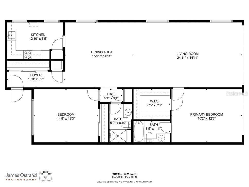 FLOOR PLAN. 1,425 sq. ft. Penthouse, corner & end unit condo. - 6161 GULF WINDS DR #338, ST PETE BEACH