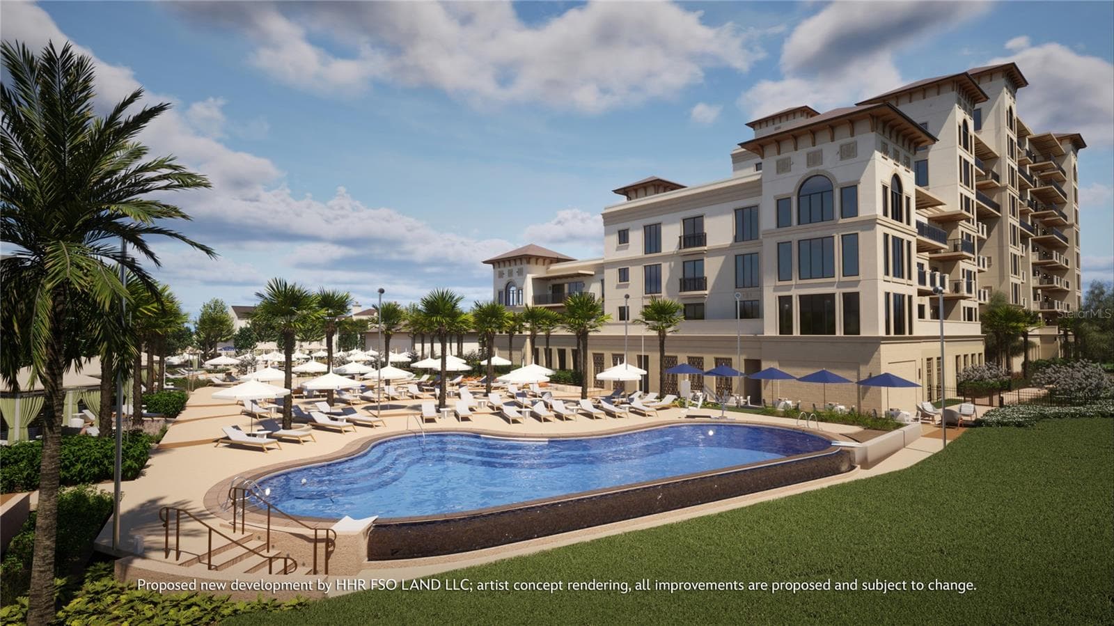 Perfectly situated between the Luxe Residences and Boutique Homes will be a lakeside oasis, featuring the pool and spa, rejuvenating water features, privacy cabanas with towel service and indoor-outdoor dining areas with fire pits and lounge seating. Artist concept rendering, all improvements are proposed and subject to change. ©Disney - 10300 WINTER SPARKLE CIR, GOLDEN OAK
