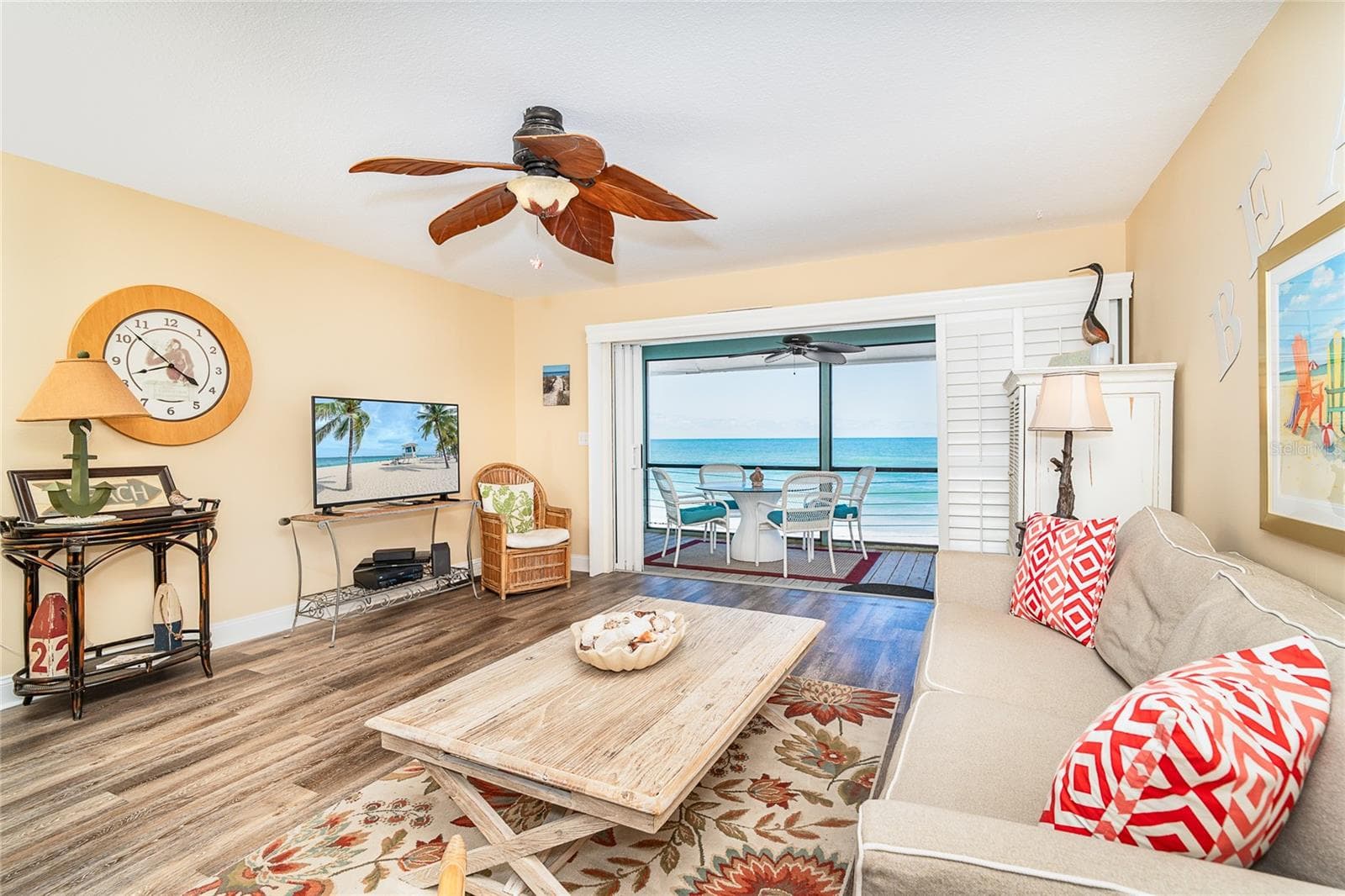 Living Area and Deck. - 301 S GULF BLVD #3, PLACIDA