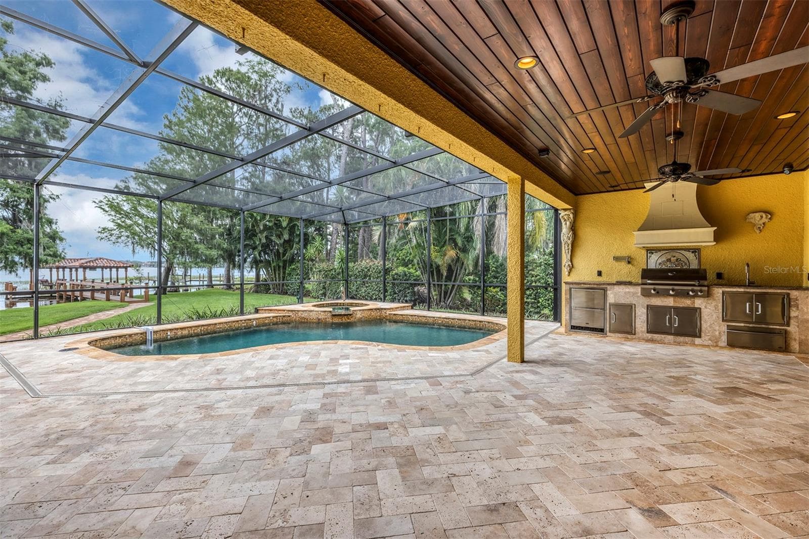 Pool w/view of Lake Tibet and Summer Kitchen - 10203 TROUT RD, ORLANDO