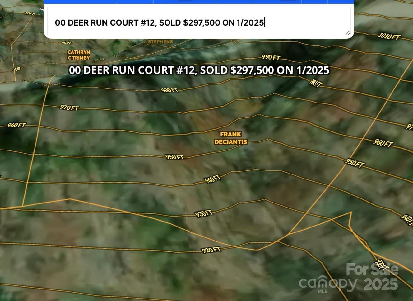 Comp sold for $297,500 and 1.85 acres in 2025. - Mill Spring