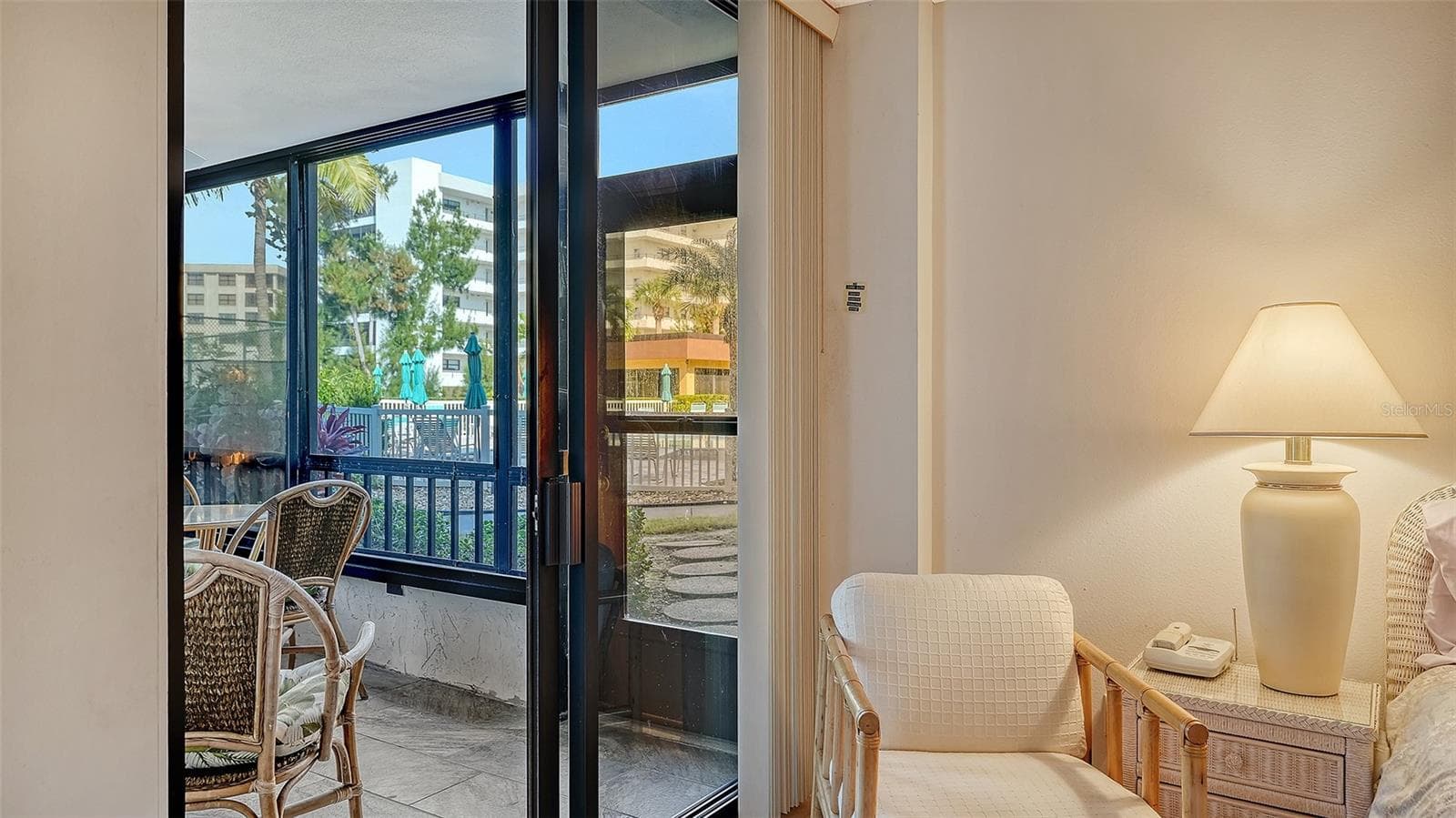 Lanai View from Bedroom - 8773 MIDNIGHT PASS RD #102G, SARASOTA