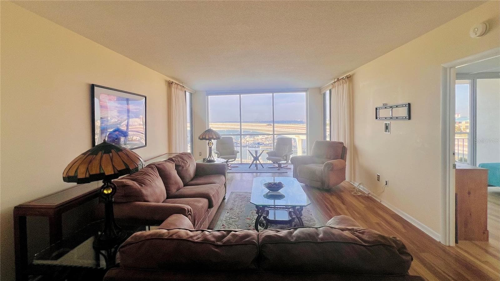 Living room with TV mount on the right - 100 PIERCE ST #1001, CLEARWATER