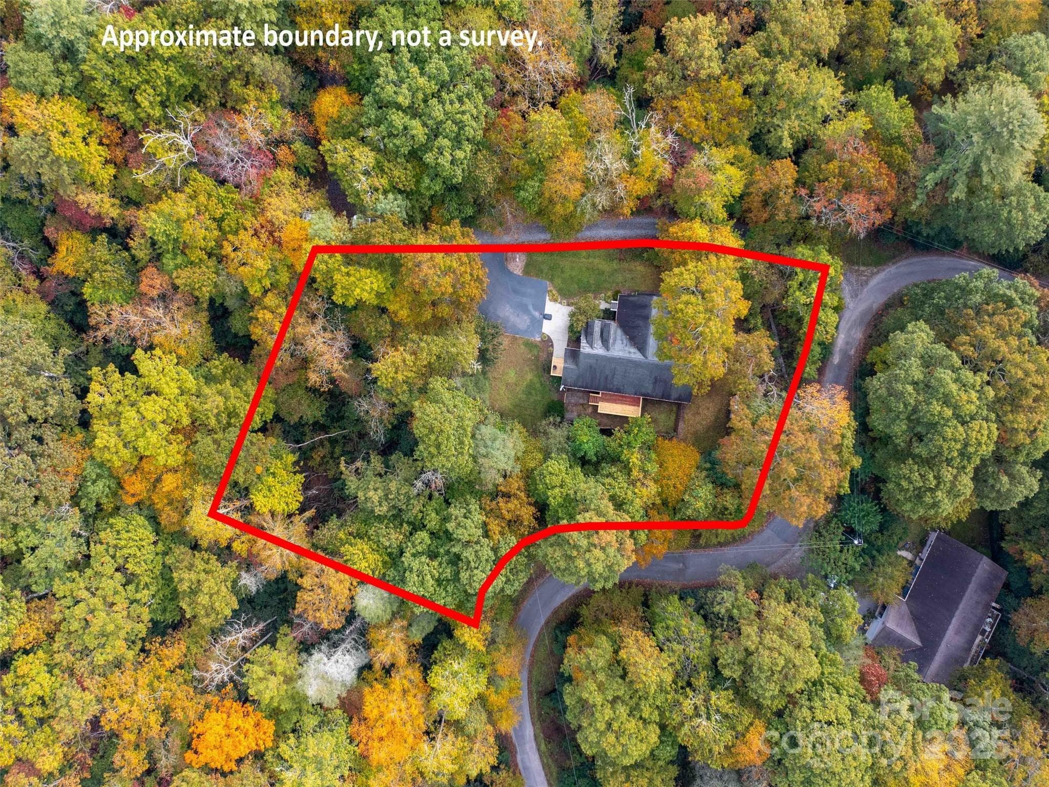 Estimated property boundaries depicted for visual reference - Pisgah Forest
