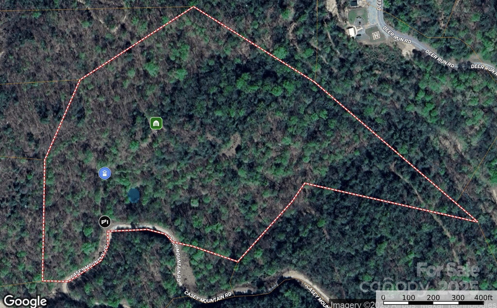Aerial showing gate, well, pond, and shed - TBD Casey Mountain Road, Purlear