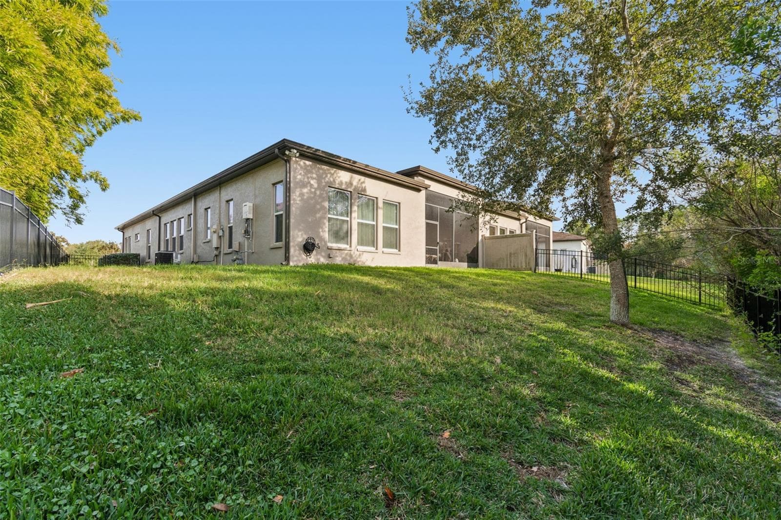 Private, fenced backyard with lush, manicured lawn - 4155 BARLETTA CT, WESLEY CHAPEL