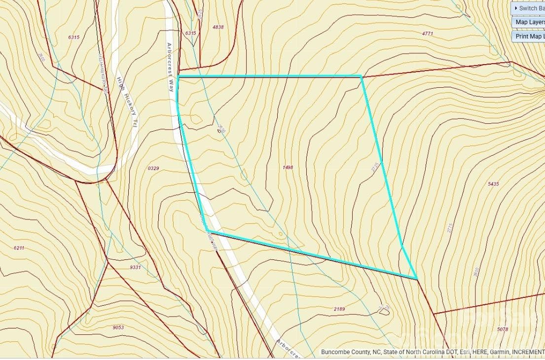 GIS Map, 5' contours - 1248 Arborcrest Way, Swannanoa