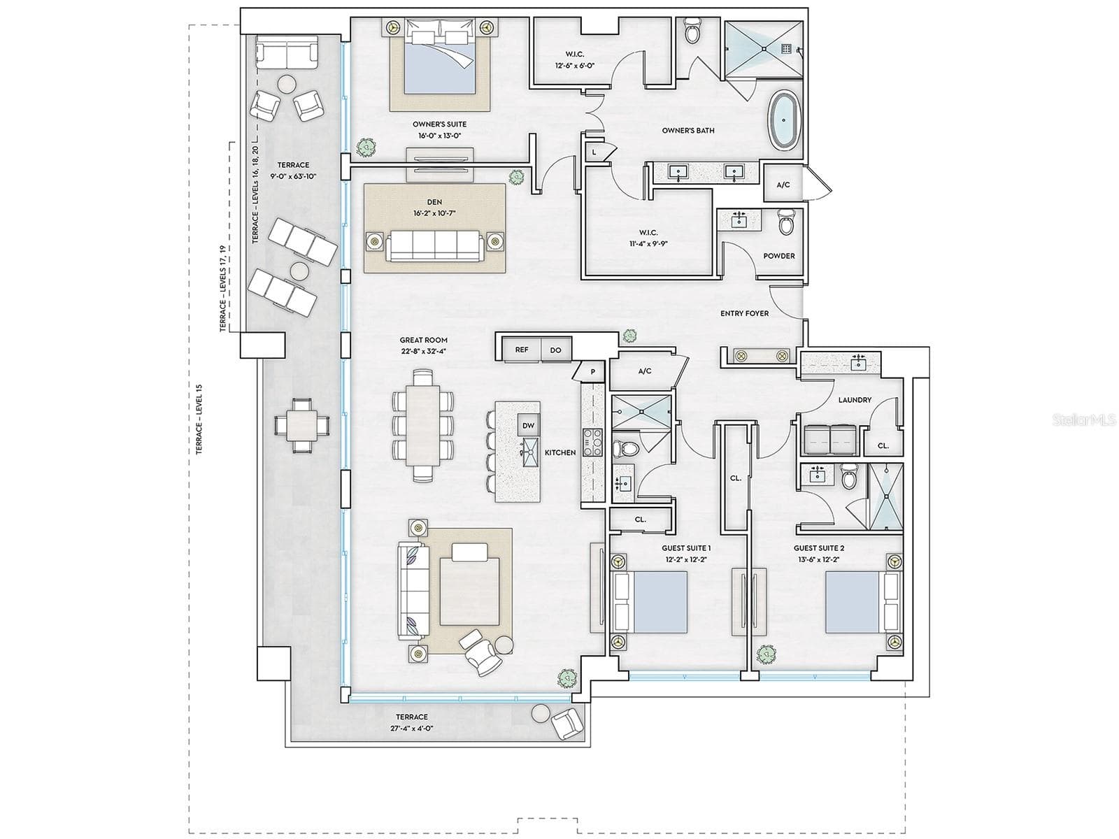 Harbor 4 floor plan - 1000 BOULEVARD OF THE ARTS #1710, SARASOTA
