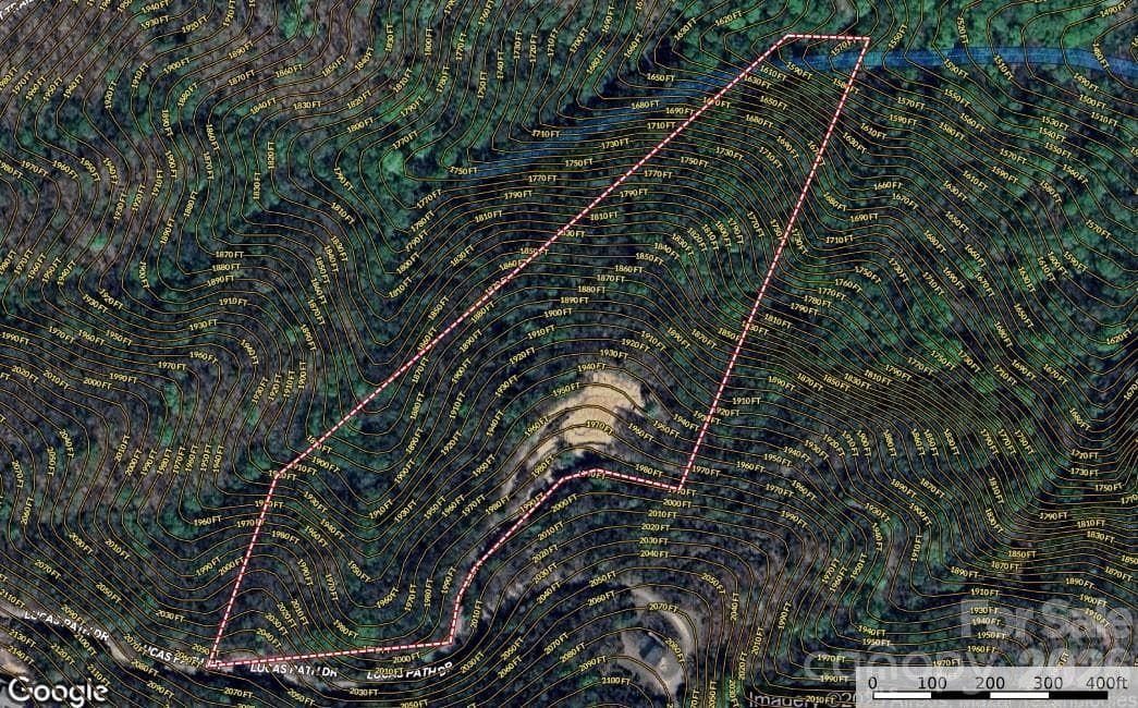 Aerial with Topo - 337 Lucas Path Drive, Purlear