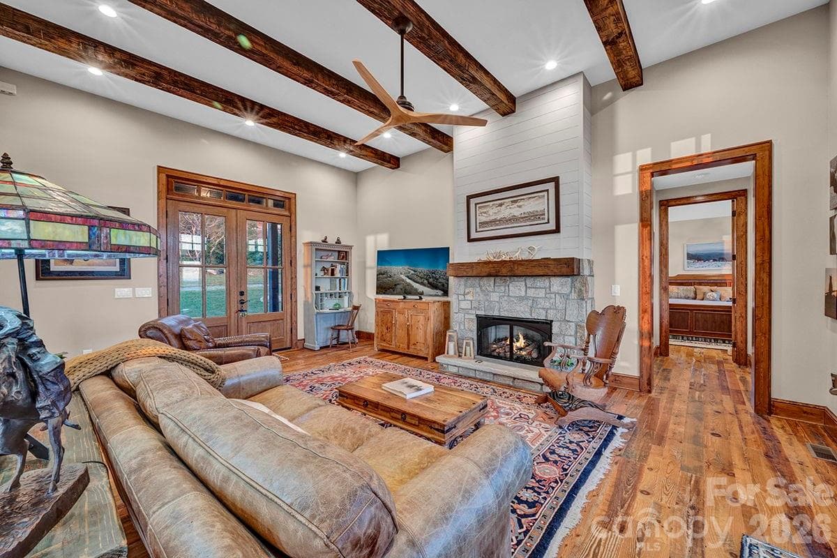 Double glass and mahogany front doors, Hemlock interior doors - 217 Sunrise Vista Lane, Banner Elk