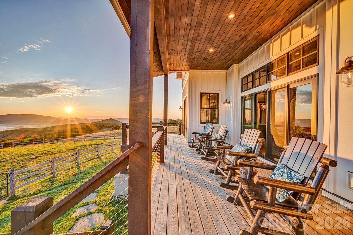 Covered porch just off the primary bedroom - 217 Sunrise Vista Lane, Banner Elk