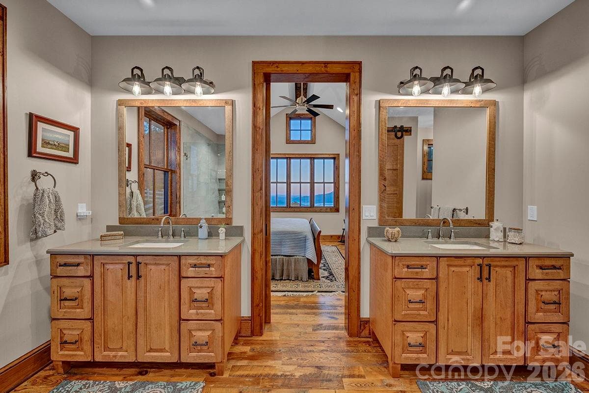 Two maple vanities w/quartz counter - 217 Sunrise Vista Lane, Banner Elk