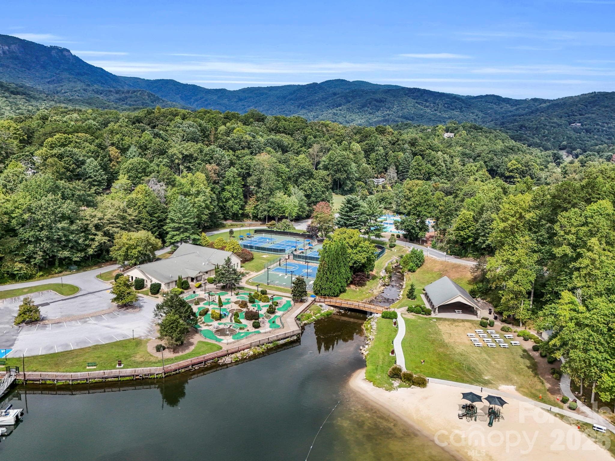 wellness and fitness center, mini-golf, pavilion, beach area (photo taken pre-Helene) - 308 Bluebird Road, Lake Lure