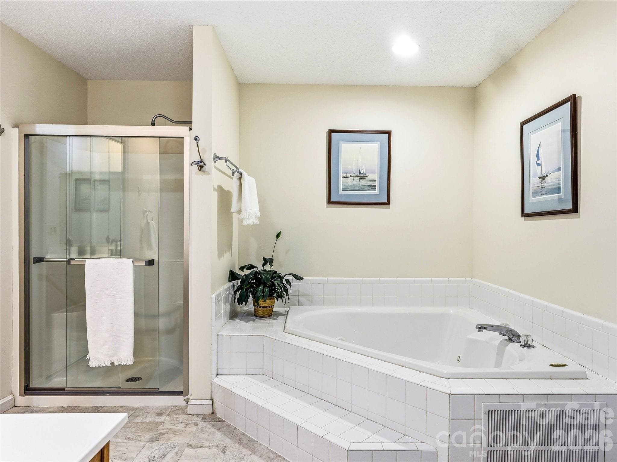 Primary ensuite with jacuzzi tub! - 61 Rolling Hills Road, Mills River
