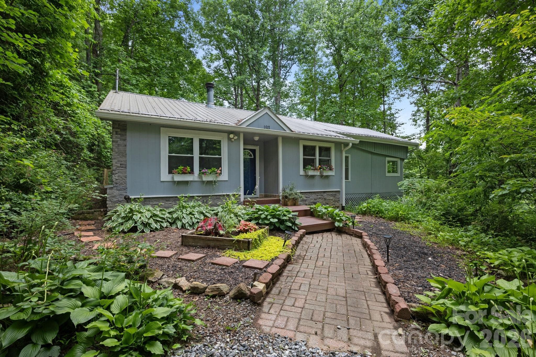 Landscaped entry - 193 Timberside Drive, Mars Hill