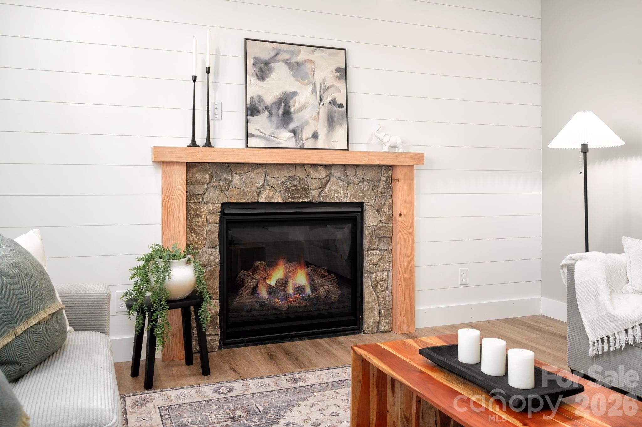 Stone Surround Fireplace with Beautiful Wood Mantle - 9 Myrtle Lee Cove, Arden