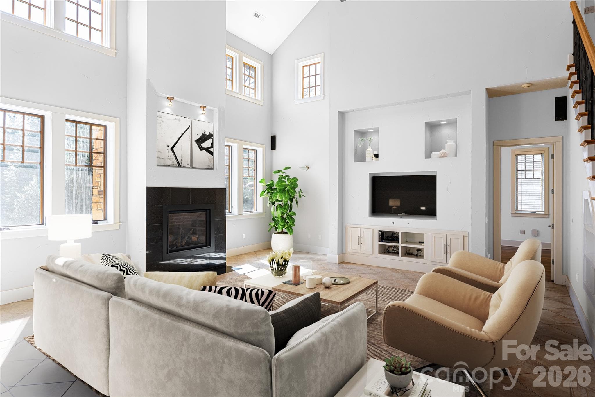 This image has been virtually staged and virtually painted to illustrate the property’s potential appearance. Furniture, decor and exterior color are for illustrative purposes only and may not reflect the property’s current condition. - Asheville