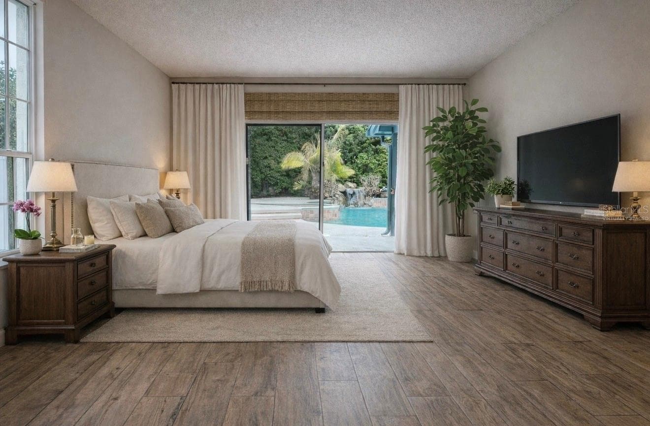 MASTER BEDROOM: VIRTUALLY STAGED PHOTO - 9115 BAY SIDE CT, ORLANDO