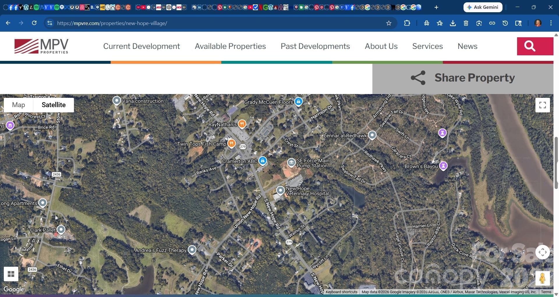 Arial screenshot of the land for sale - Belmont