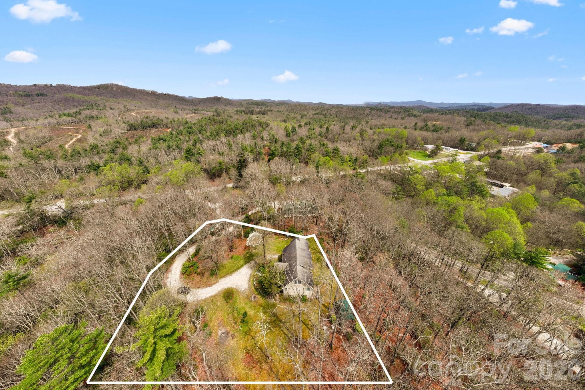 Aerial showing approximate property lines - 13705 Rosman Highway, Lake Toxaway
