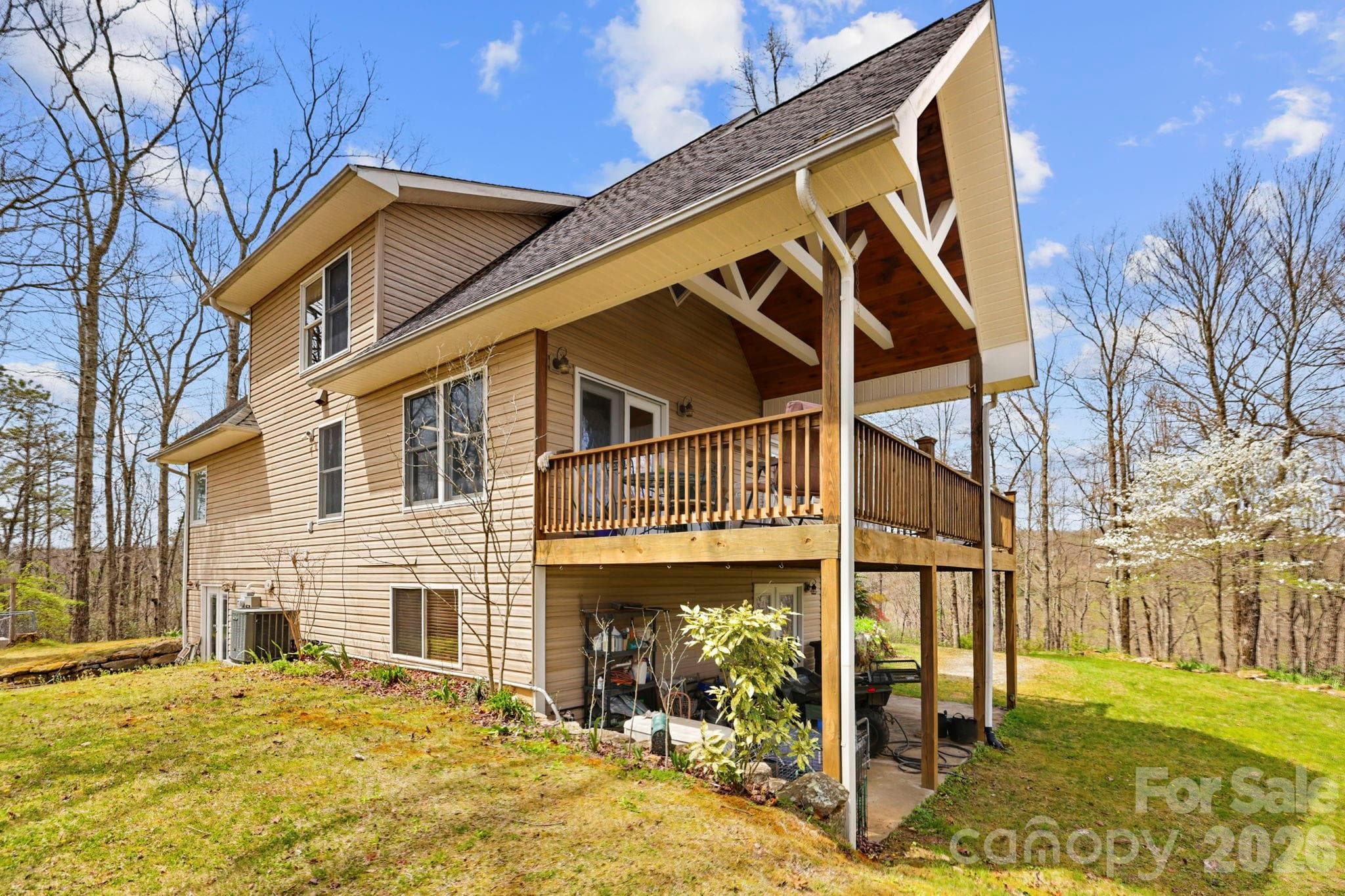 Covered porch off living and dining room - 13705 Rosman Highway, Lake Toxaway