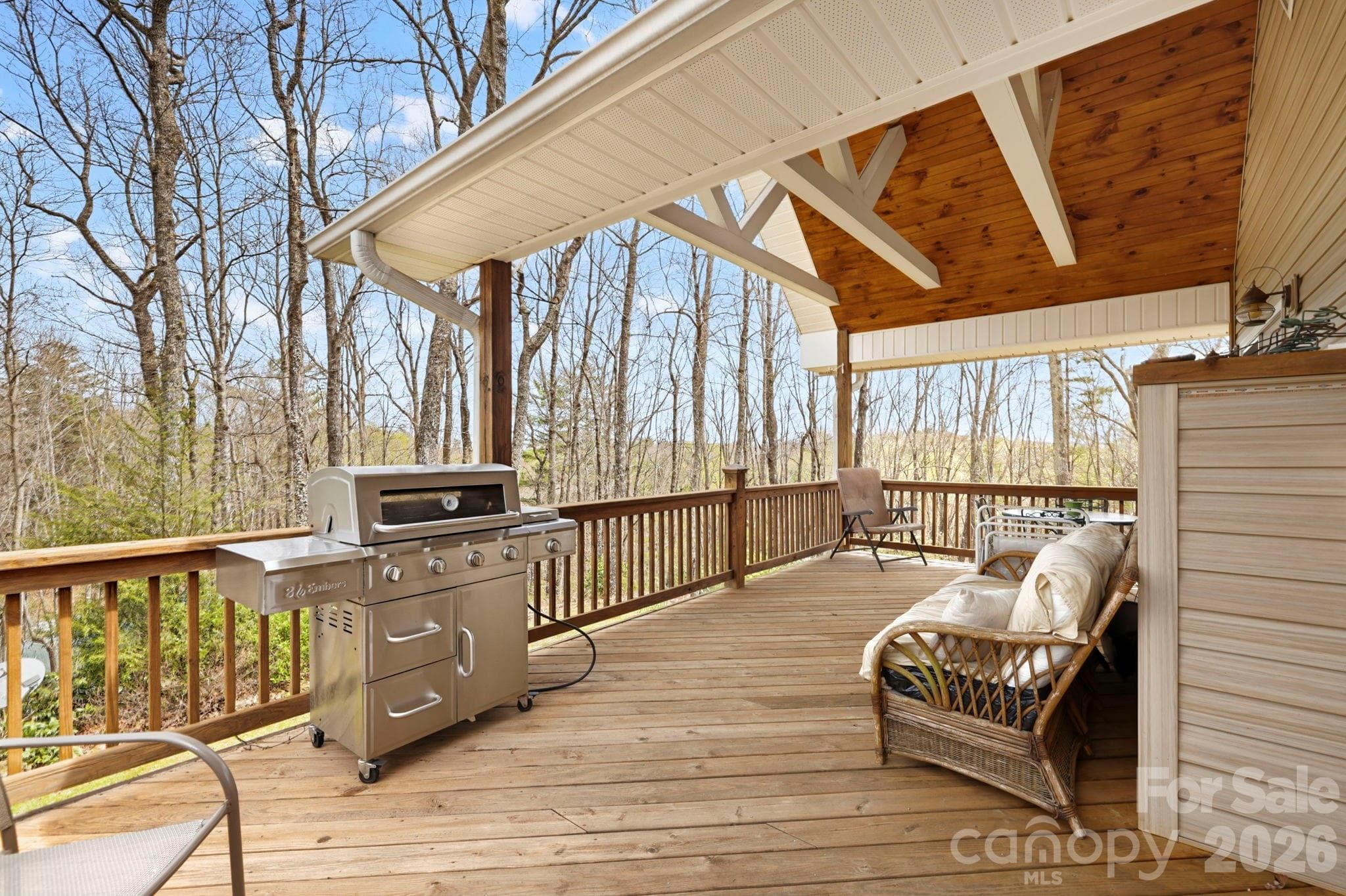 Covered porch with 180 views of the mountains from this side of the home - 13705 Rosman Highway, Lake Toxaway