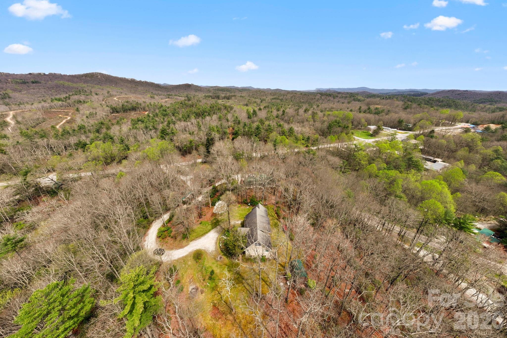 Aerial showing the 360 mountain views from the home - 13705 Rosman Highway, Lake Toxaway