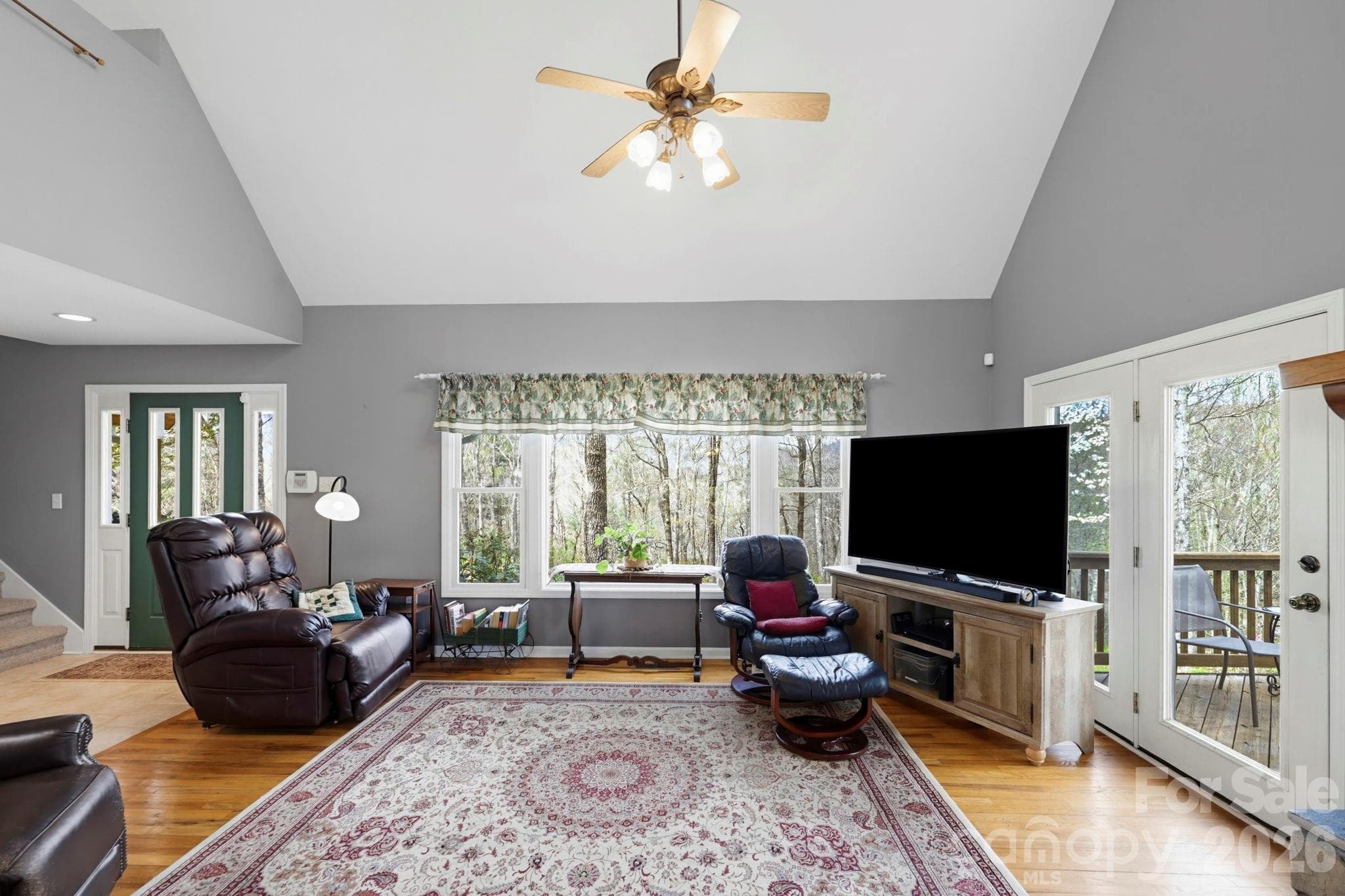 Living room with mountain views. - 13705 Rosman Highway, Lake Toxaway