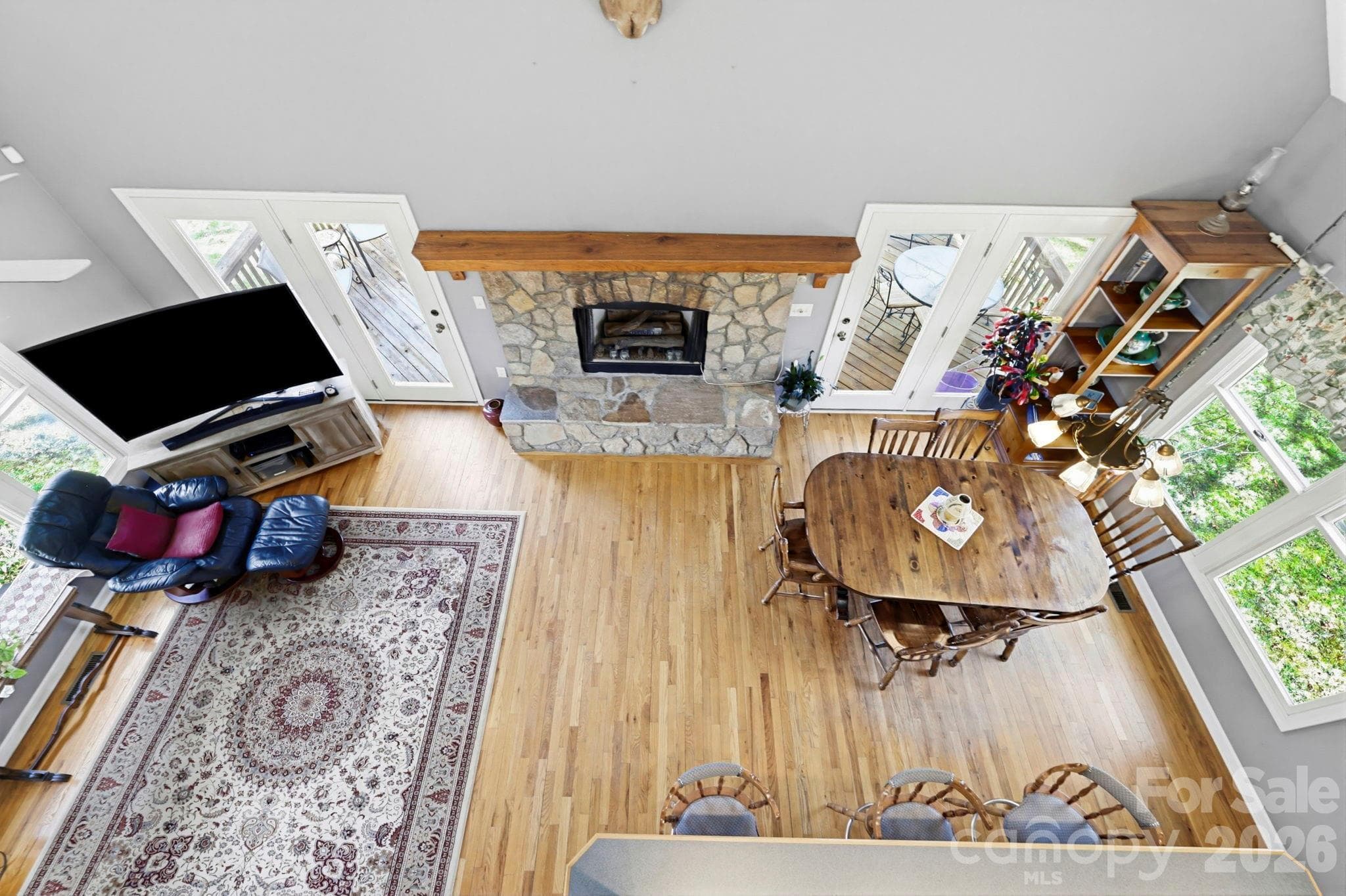 View of living and dining room - 13705 Rosman Highway, Lake Toxaway