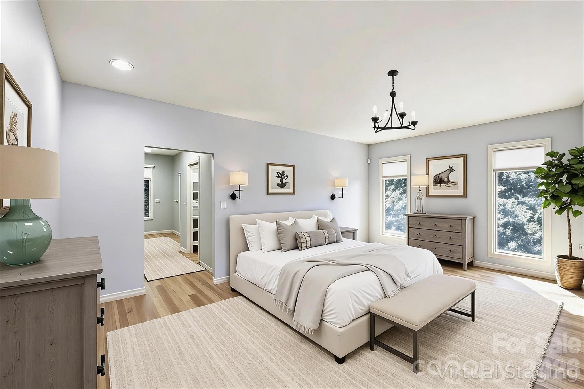 Primary bedroom virtually staged - 100 Elmridge Drive, Flat Rock