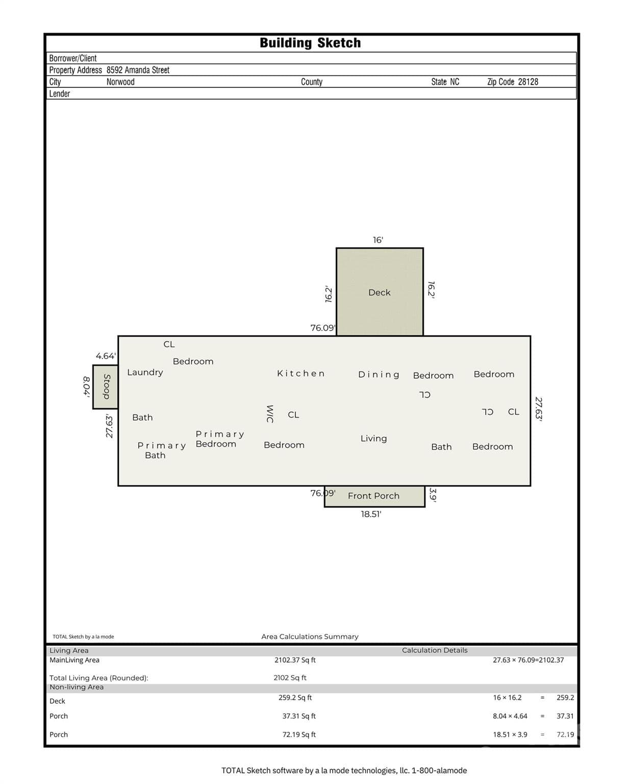 measurements - 8592 Amanda Lane, Norwood