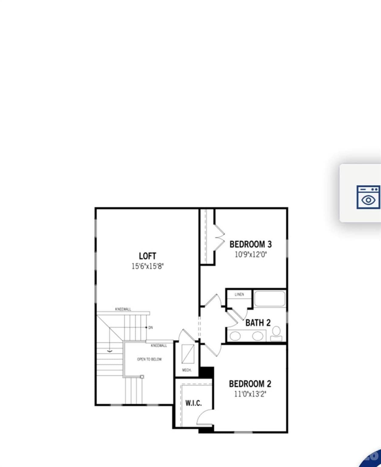 Second floor plan rendering - Rock Hill