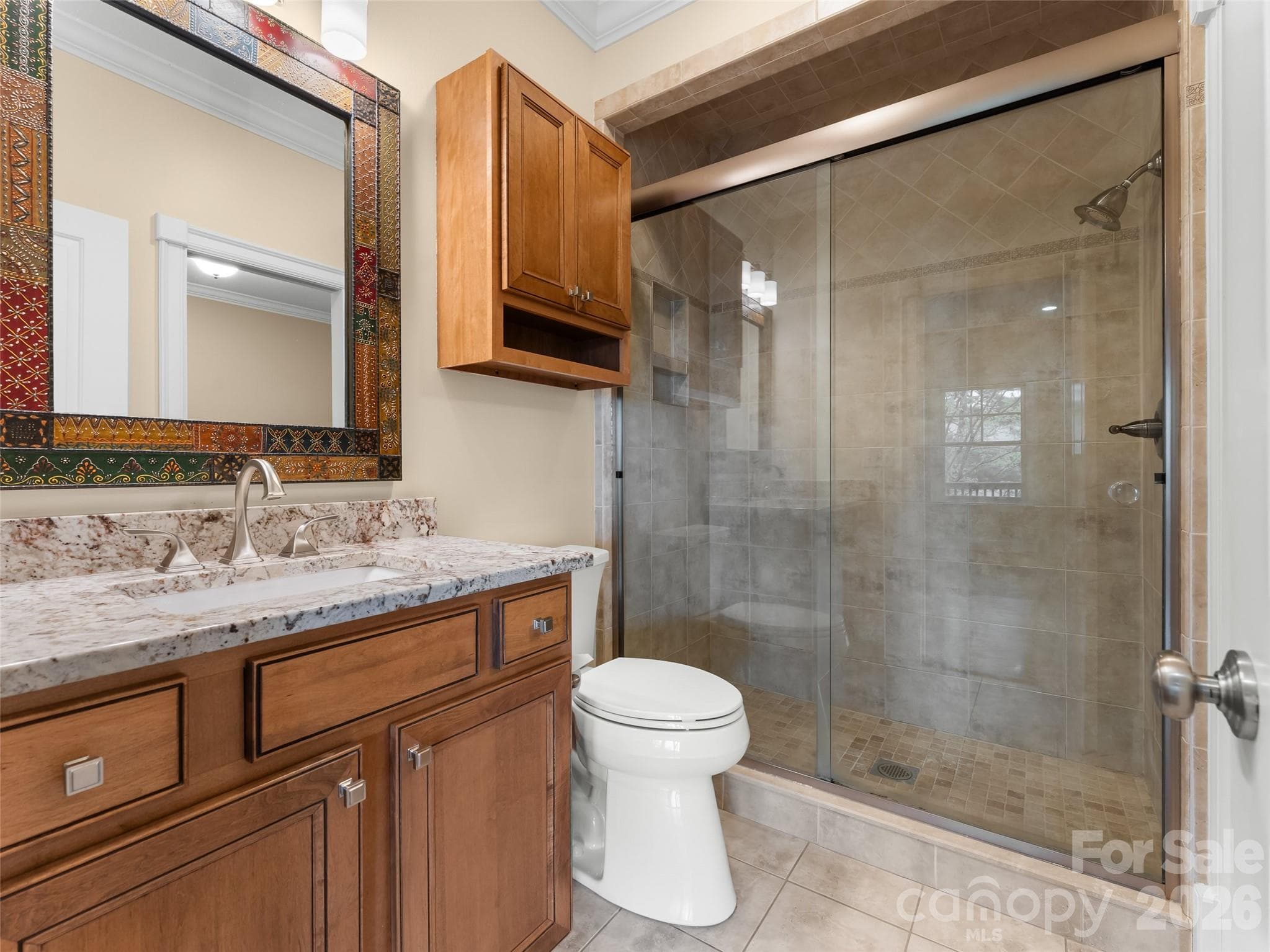 The 2nd full bathroom on the main level connects to the guest bedroom, and also the living room. - 5 Stegall Lane, Asheville