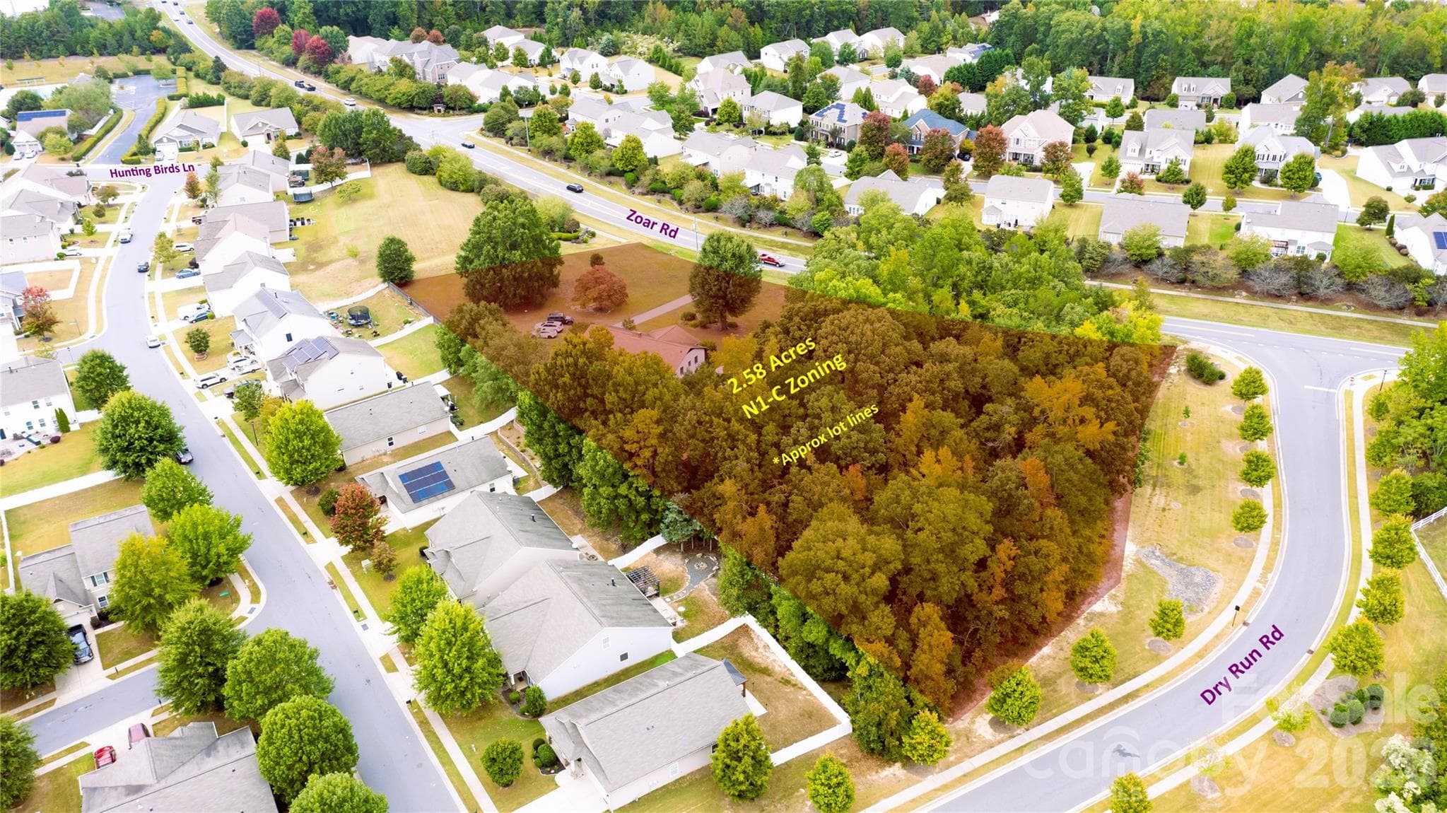 Rough outline of site borders - 13309 Zoar Road, Charlotte