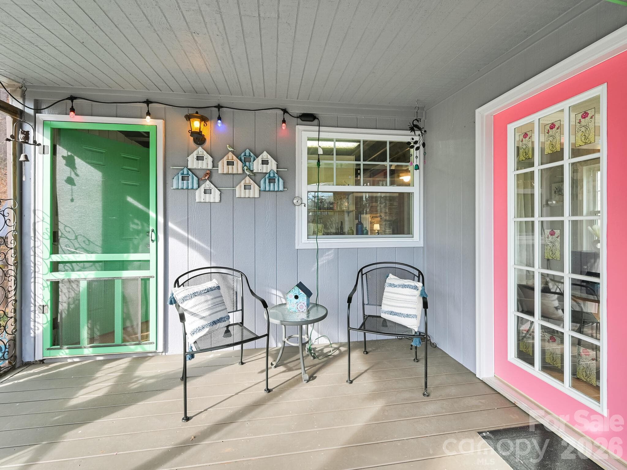 Large Porch with French Doors to Living Room and Entrance to Kitchen - 90 Davidson Gap Road, Leicester