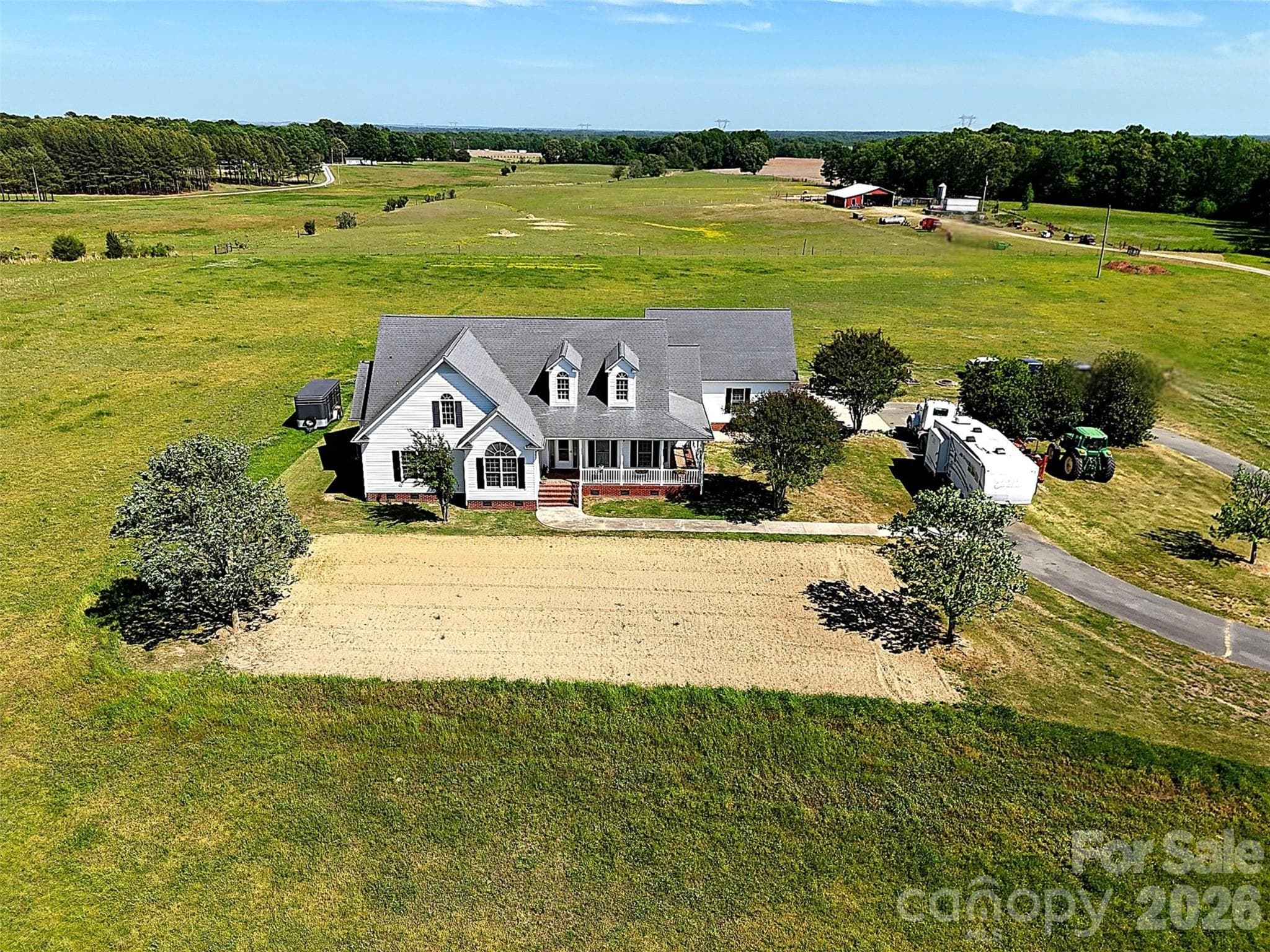 Aerial Front View with Garden Spot in Front - 2921 Old Pageland Marshville Road, Wingate