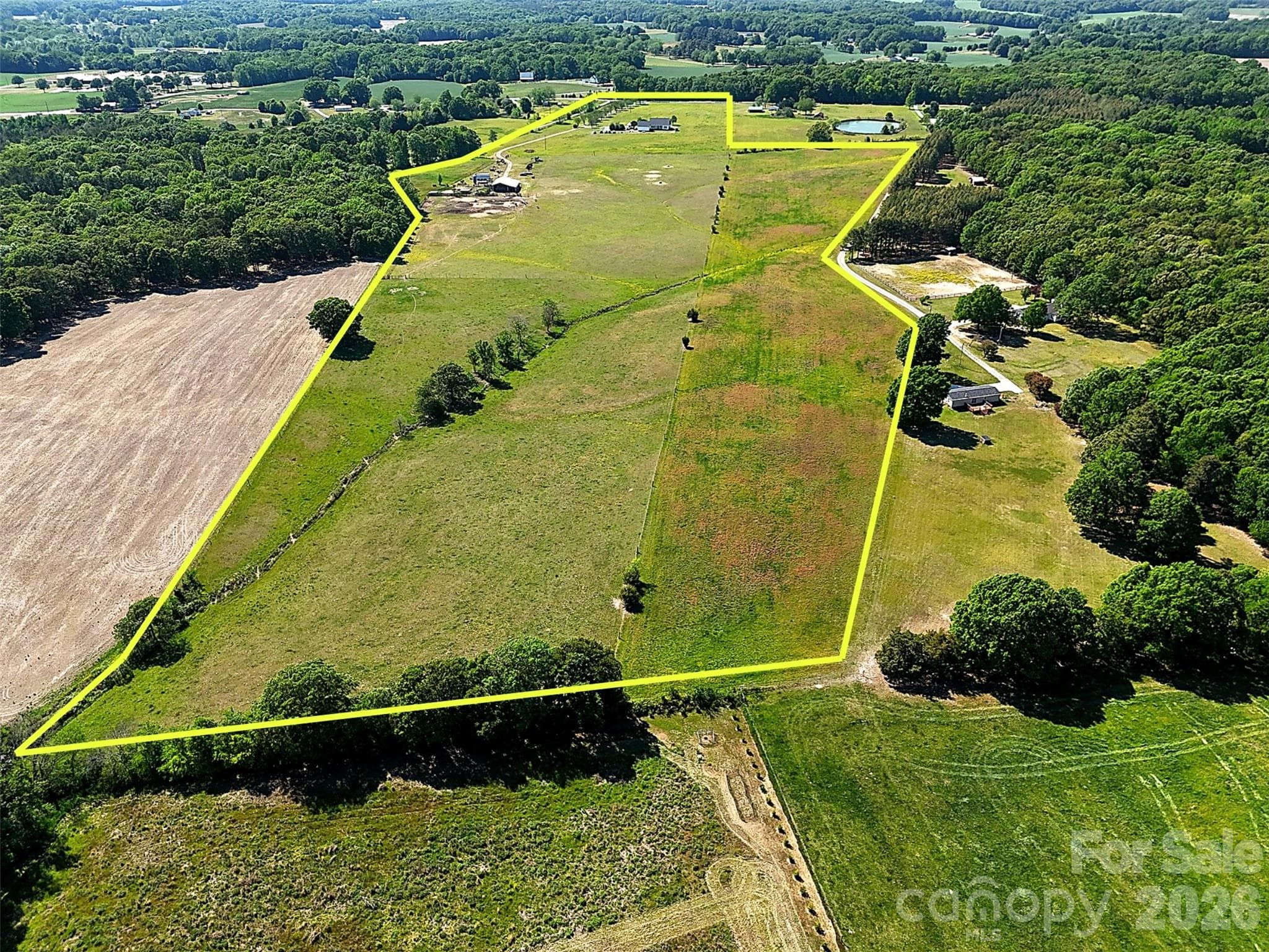 Aerial View with Outline of Property - 2921 Old Pageland Marshville Road, Wingate