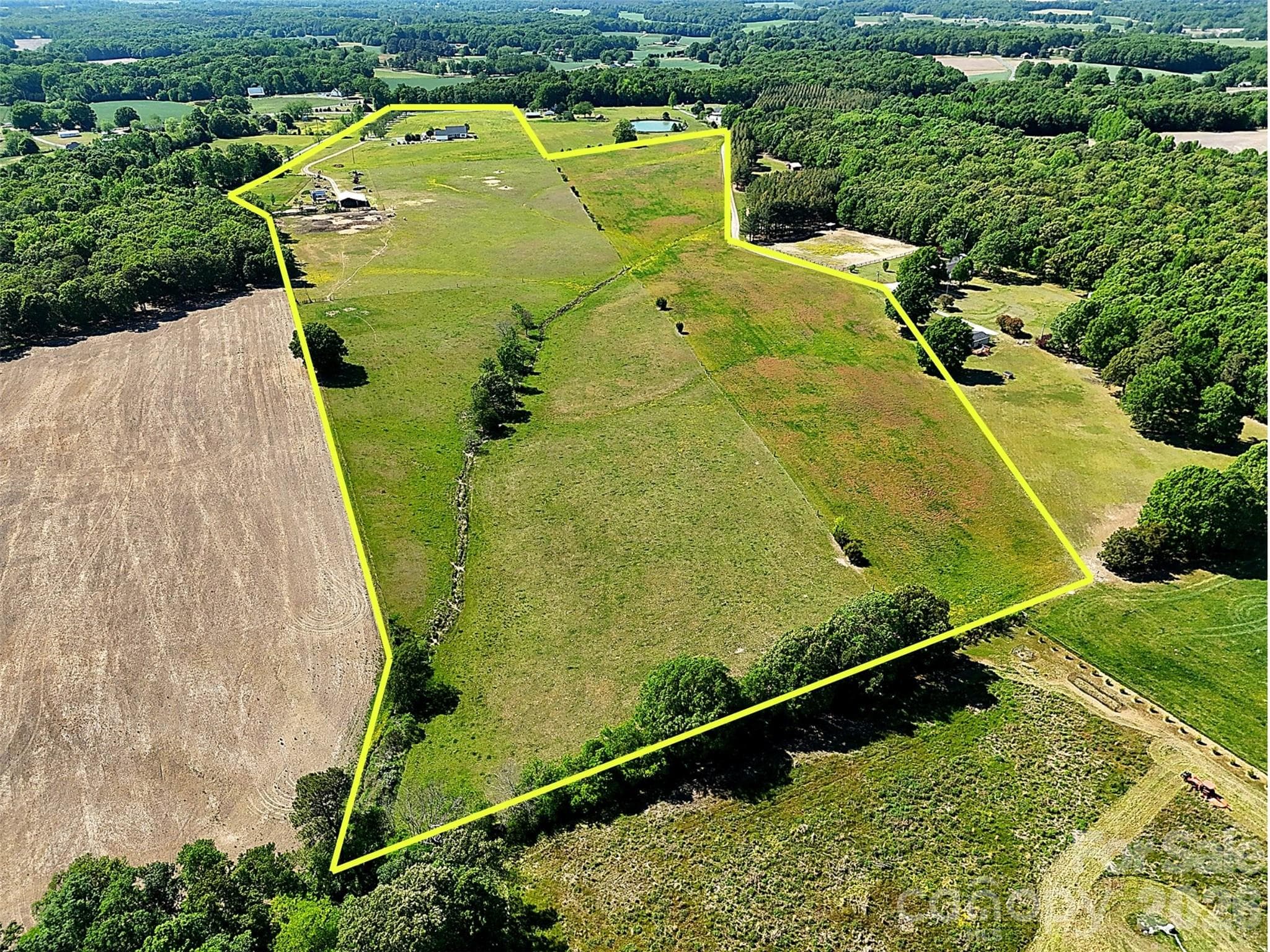 Aerial View with Outline of Property - 2921 Old Pageland Marshville Road, Wingate