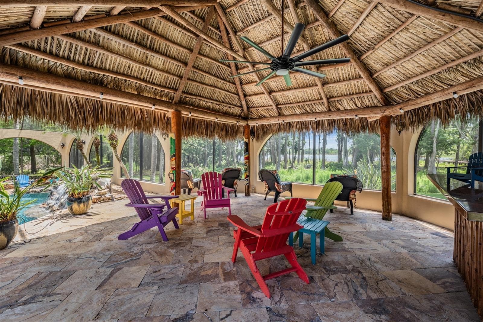 Tiki Hut with views of the Pool, Lake and Backyard. - 21246 QUIET HAVEN CT, LAND O LAKES