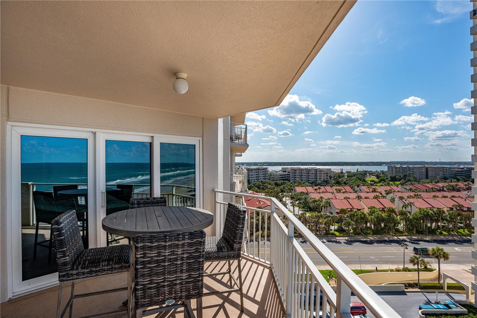 NE end of balcony w/vies of Intracoastal, sliders to primary bed - 2967 S ATLANTIC AVE #903, DAYTONA BEACH SHORES